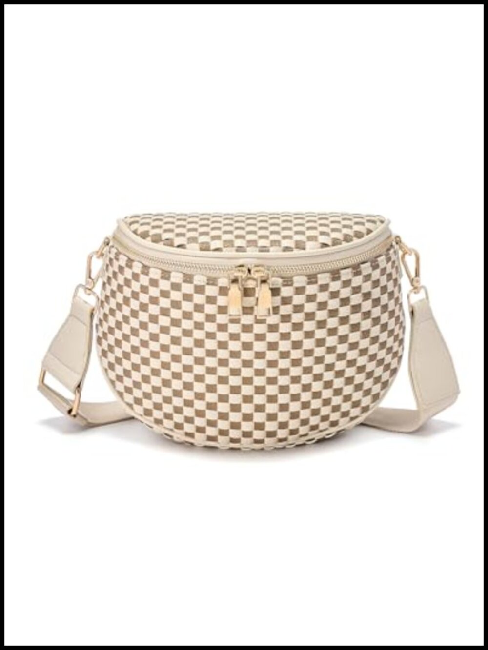 Woven Checkered PU Leather Crossbody Bum Bag Belt Bag Fanny Pack